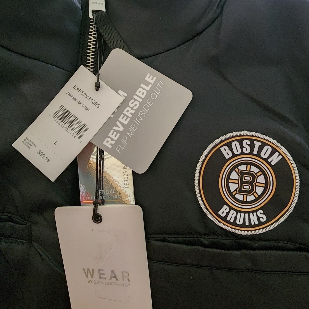 Women's NHL Boston Bruins Large Reversible Sherpa Full-Zip Vest NWT - Picture 5 of 7